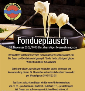 Fondueplausch 2025 @ Altes Feuerwehrmagazin | Hagneck | Bern | Schweiz